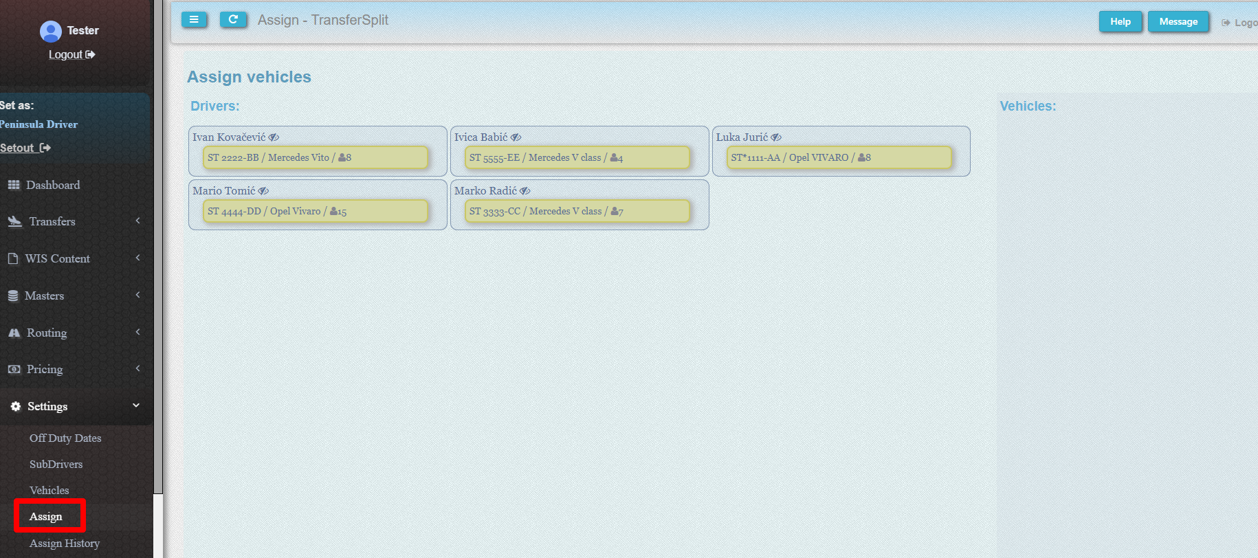 4. Vehicle assignment