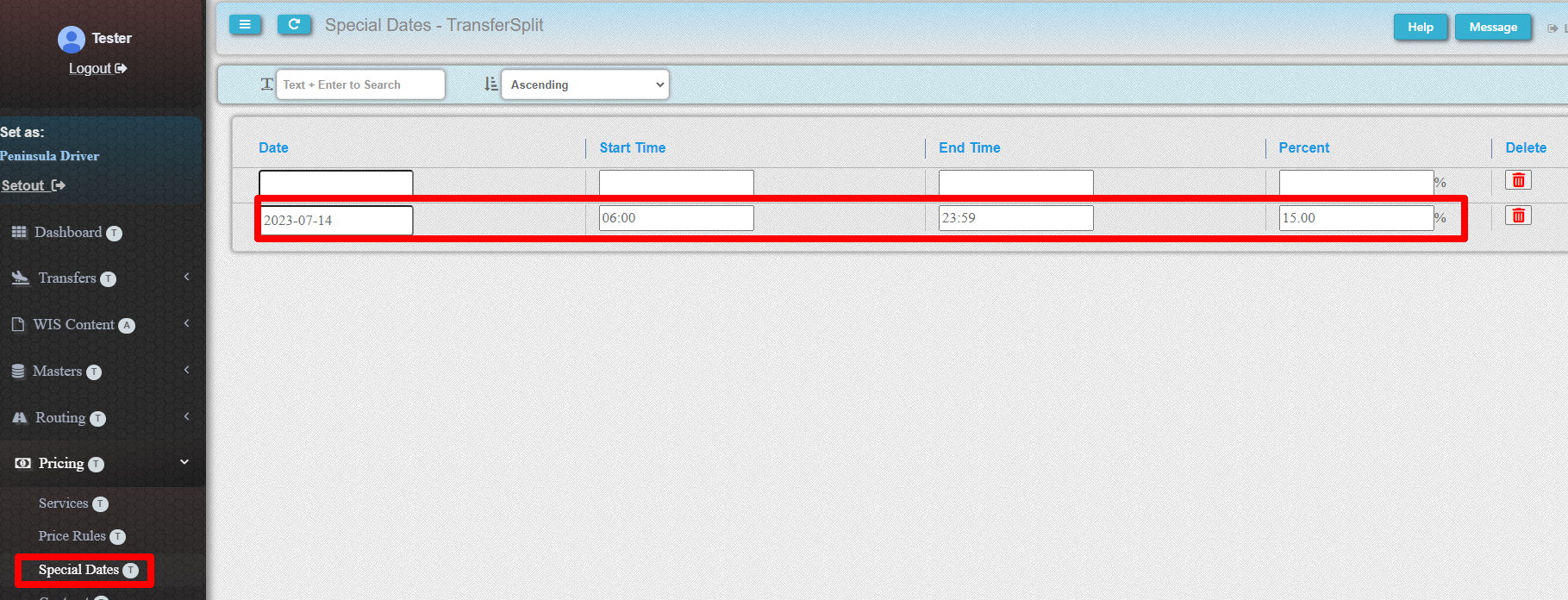 12. Special date prices